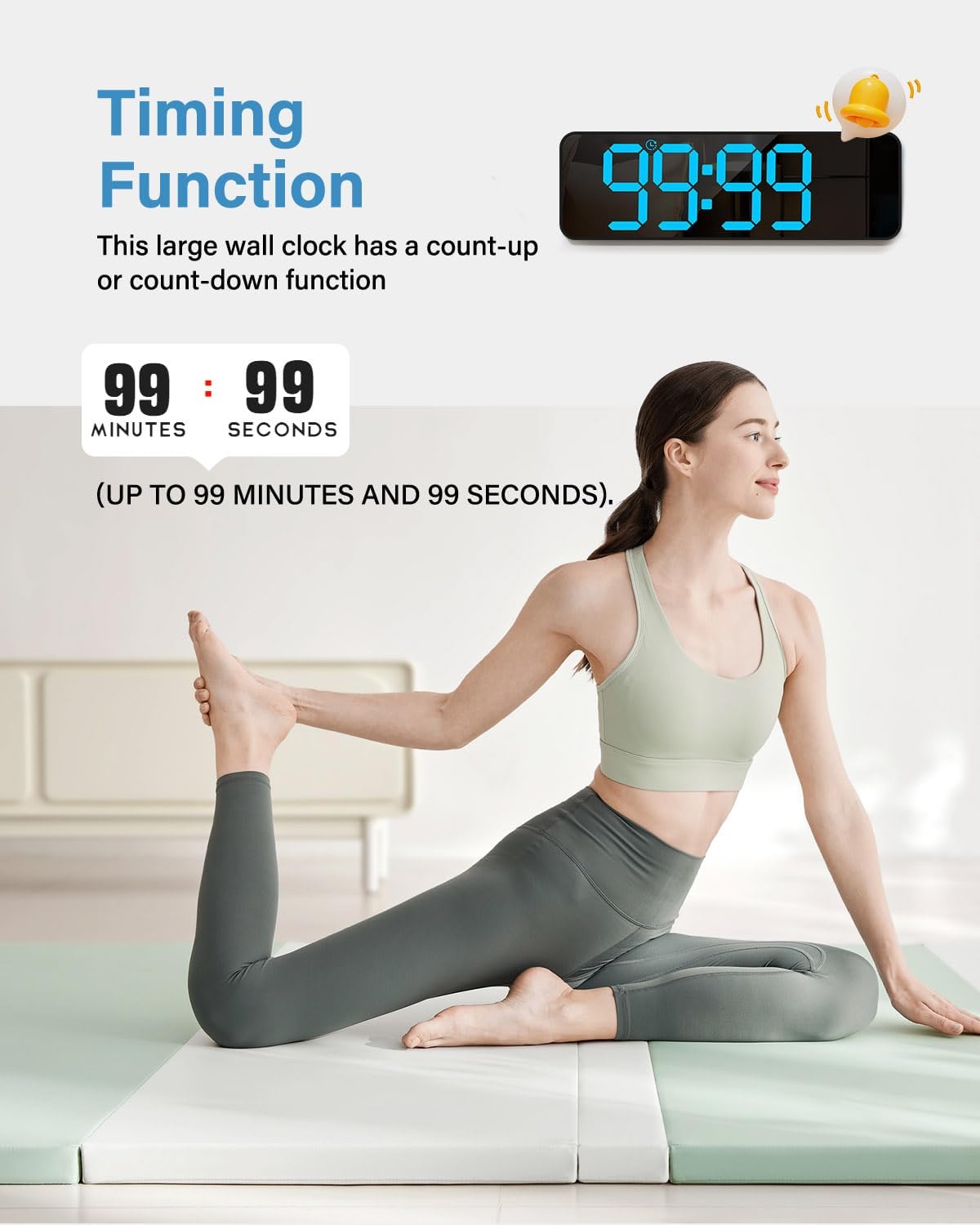 Digital Wall Clock, Digital Clock Large Display with Remote Control, Corded LED Alarm Clocks with Date, Week, Temp, Humidity, Auto DST, Countdown, for Living Room Bedroom Classroom Office (Blue)