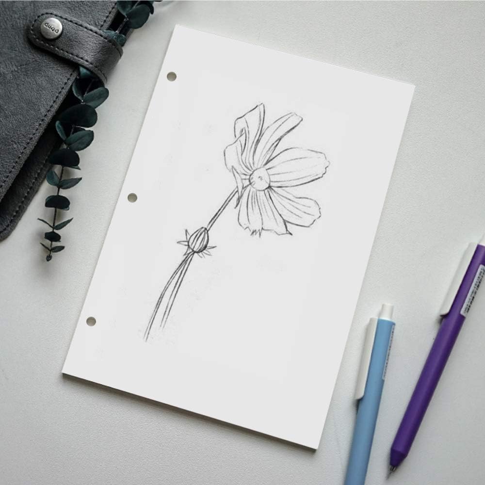 A5 Filler Paper, 3 Hole Planner Refills, Organizer, Binders, Total 100 Sheets/200 Pages, 100gsm, Blank, White Paper, 5.8 x 8.2 Inch, 3 Hole Filler Paper, Mini Binder Refills, Fit 3 Hole Binder Only