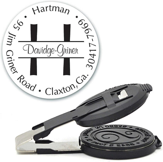 Custom Monogram Address Embosser - Personalized Round Seal - Insert Only - Style EM026