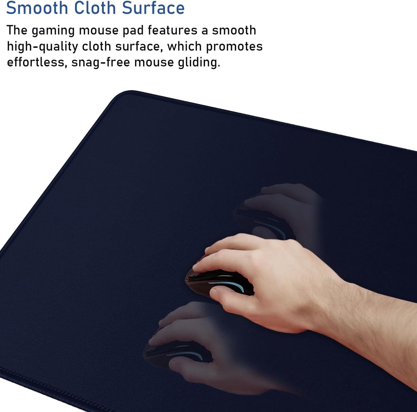 Large Extended Gaming Mouse Pad with Stitched Edges, Durable Non-Slip Natural Rubber Base, Waterproof Computer Keyboard Pad Mat for Esports Pros/Gamer/Desktop/Office/Home - Dark Blue