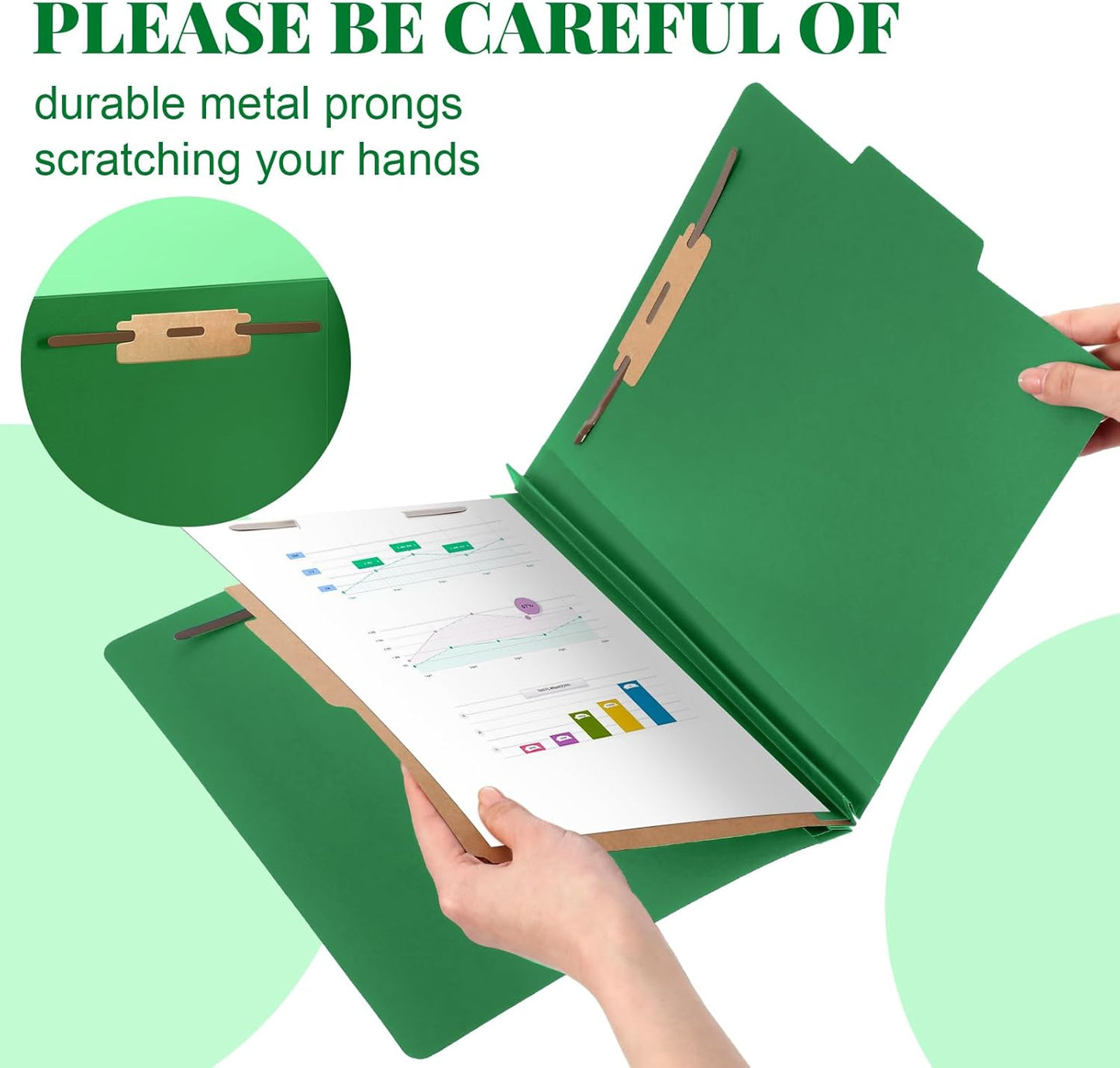 48 Pcs Classification Folders Letter Size, Back to School Supply for Teacher, Student, 1 Divider Pressboard File Folder Bulk with 2 Fasteners, 3.5 Inch Expanding File Organizer (Dark Green)