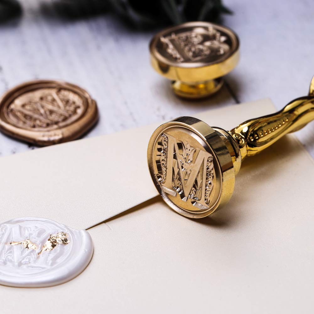 Lucky Goddness Gold Letter K Sealing Wax Stamp, Alphabet Wax Seal Stamp for Envelope Wedding Invitation