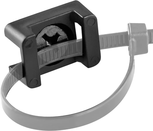 Pro-Grade, Slim, 1x .6 Cable Tie Mounts With Screws 100 Pack. High Strength, Black Zip Tie Bases For Wire Management. Permanently Anchor To Wall, Desk or Baseboard. Run Cords at Your Home or Office