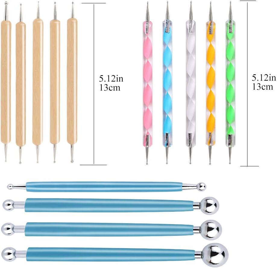 14 Pcs Dotting Tools Ball Styluses with Box, Dotting Tools Set Rock Painting, Pottery Clay Modeling Embossing Nail Art