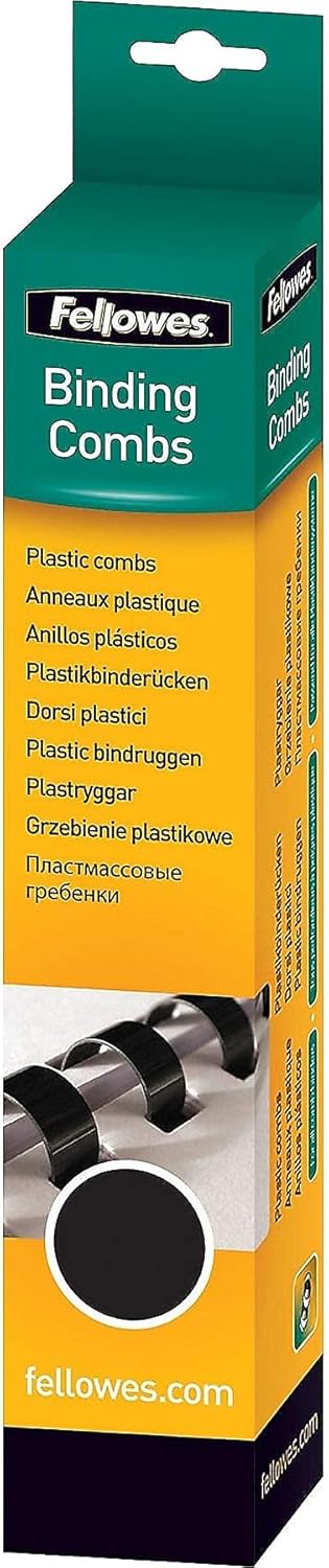 Fellowes Plastic Binding Combs - Round Back, 5/16 Inches, 40 sheets, Black, 100 Pack (52507)
