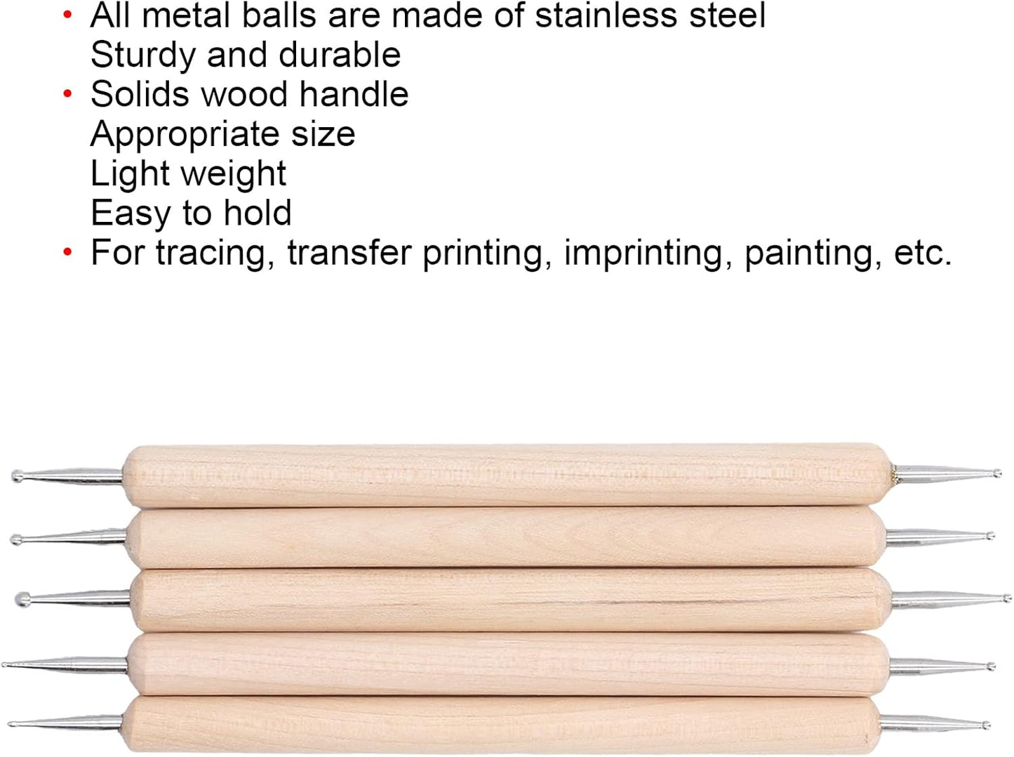 Walfront 5Pcs Double End Embossing Set Stainless Steel Ball Tip Tracing Dotting for DIY Painting Engraving Shaping