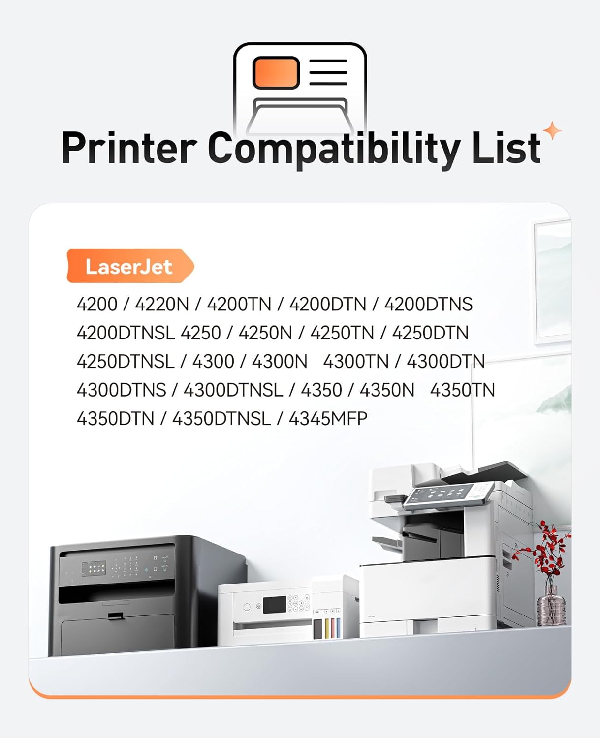 42X Black Toner Cartridge 1-Pack High Yield with Chip Replacement for HP 42X Q5942X Q1338A Cartridges Compatible with HP Laser Jet Pro MFP 4250 4220N 4250DTN 4350N 4350DTN 4300DTNSL 4345MFP Printer