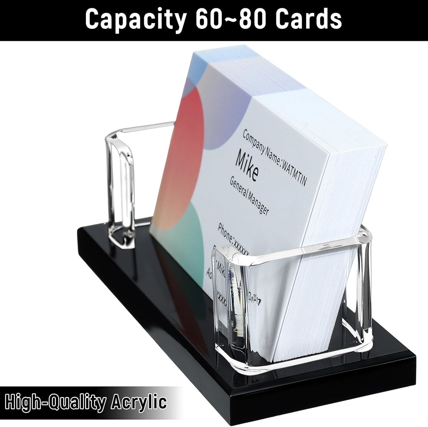 2 Pcs Acrylic Business Card Holder, Clear Black Acrylic Card Holder, Business Cards Display Stand for Women and Men Desk Accessories Office Home Exhibition , 1 Slot (2)