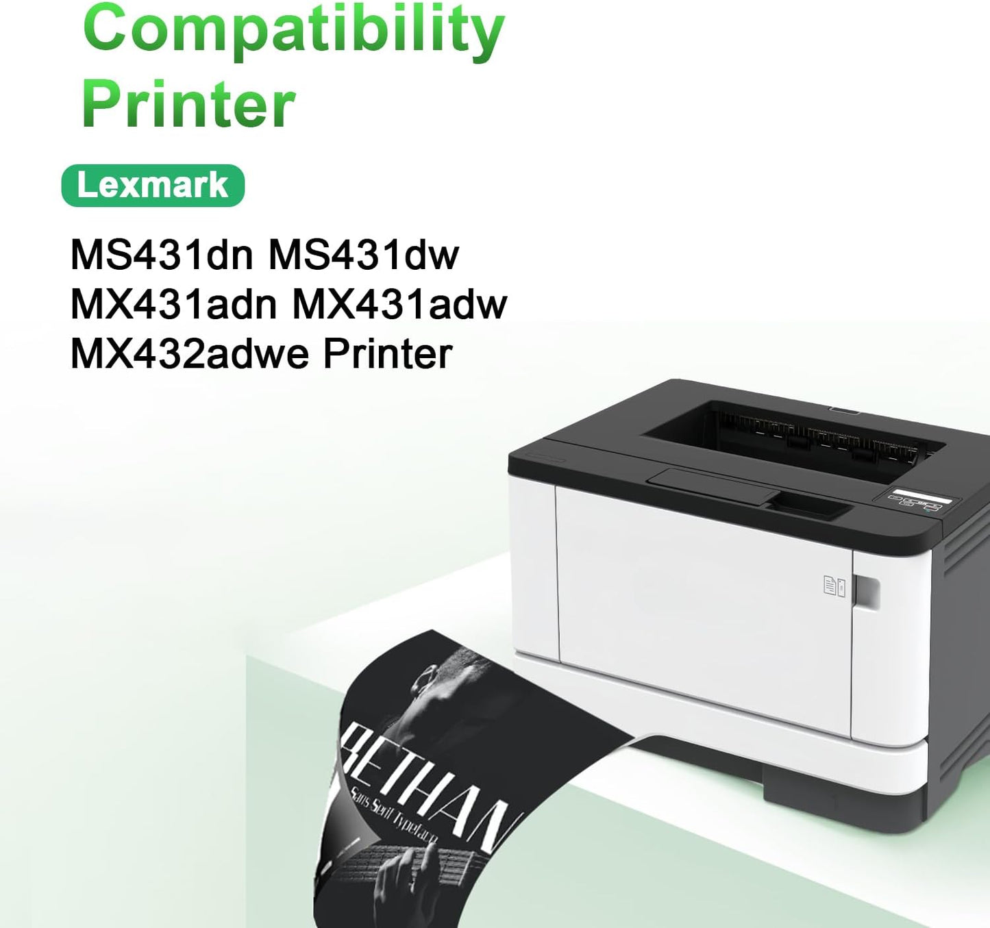 55B1X00 Remanufactured Toner Cartridge Compatible for Lexmark MX431 Toner,for Lexmark MX432 MS431 MX431 MS431dw MS431dn MX431adn MX431adw MX432adwe Printer, 20K Pages