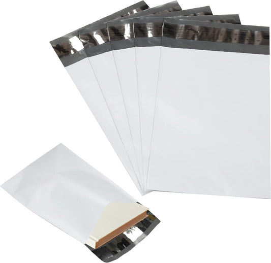 100 Pack Secure Seal White Poly Mailers Shipping Bags - Safe Shipping with 14x17 Mailers Poly Bags - E-Commerce Poly Bags for Shipping - Self Sealing 2 Mil Poly Shipping Envelopes