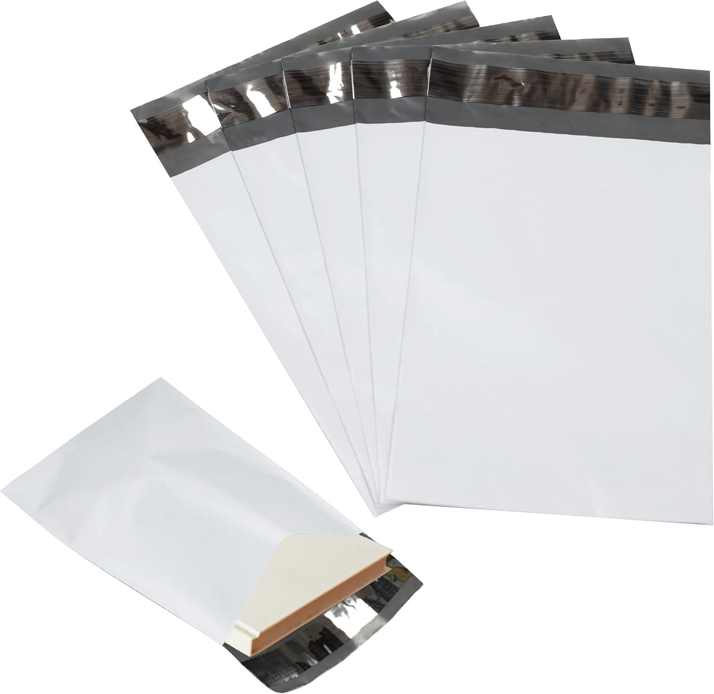 100 Pack Secure Seal White Poly Mailers Shipping Bags - Safe Shipping with 10x13 Mailers Poly Bags - E-Commerce Poly Bags for Shipping - Self Sealing 2 Mil Poly Shipping Envelopes