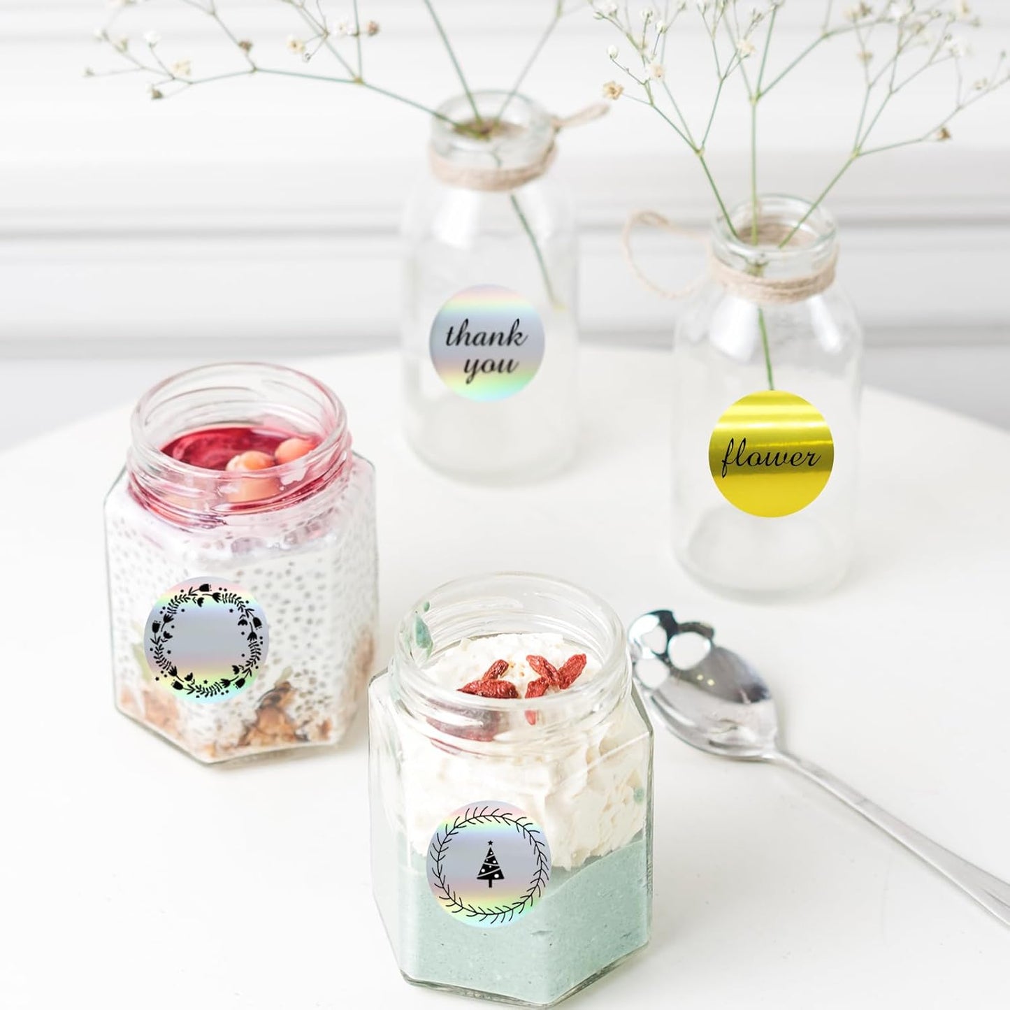 1" Holographic Thermal Label Stickers Blue,Printable Rainbow Glitter Thermal Printer Sticker Labels for Gift Wrapping, Self-Adhesive Name Price Tag DIY Custom Logo Design (1000 pcs)