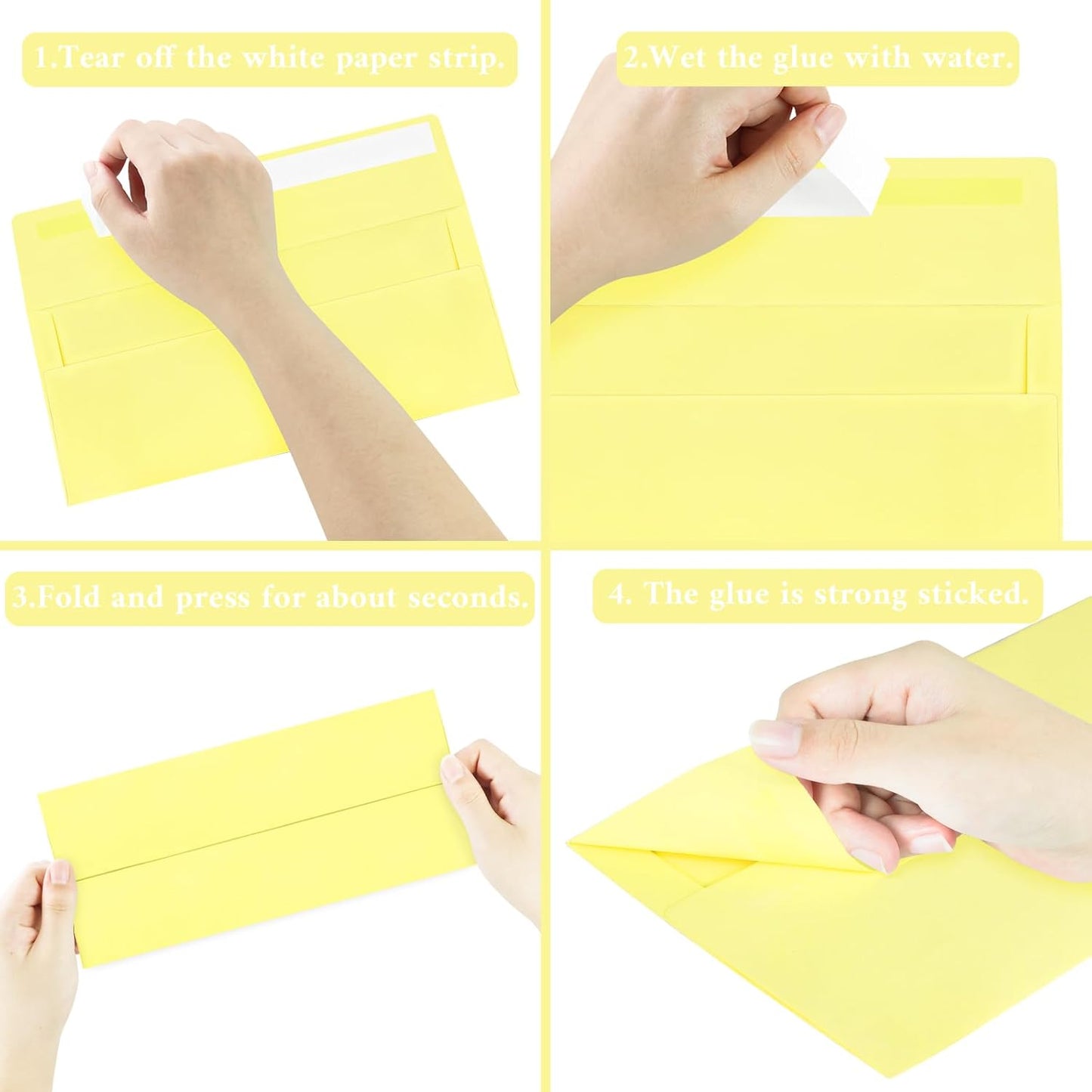 100 Pack #10 Business Envelopes, Light Yellow Standard Envelopes Self Seal, Letter Size Mailing Envelopes for Checks Letters Invoices Christmas Birthday Graduation Wedding, 4 1/8 x 9 1/2 Inch