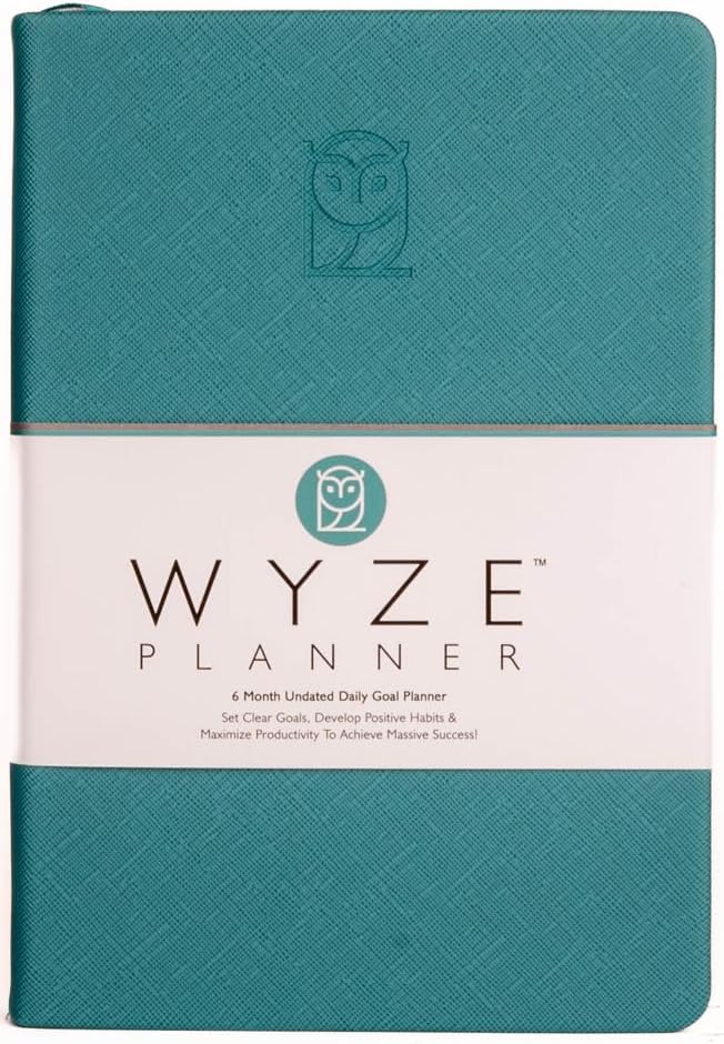 Undated Daily Planner – 6-Month A5 Productivity Organizer with Full Page Per Day, Hourly Schedule, Goal Setting, Habit Tracker, Weekly & Monthly Pages – Hardcover Time Management Notebook (Turquoise)