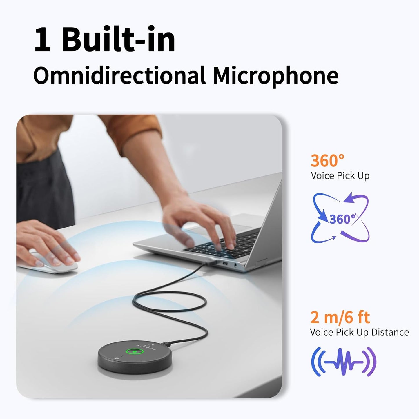 USB Microphone No Speaker,Desktop Computer Mic, Mute Button with LED Indicator,AI Noise Reduction,Plug & Play Omnidirectional Condenser PC Laptop Mics,for Online Calls/Class/Recording Video