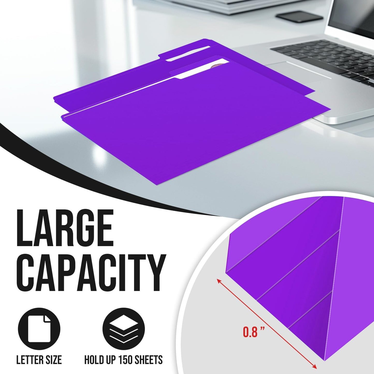 File Folders,IntoJoy 120 Pack Colored File Folder Letter Size, 1/3 Cut Tab Filing Folders for Office School Business File Document Organization,Purple