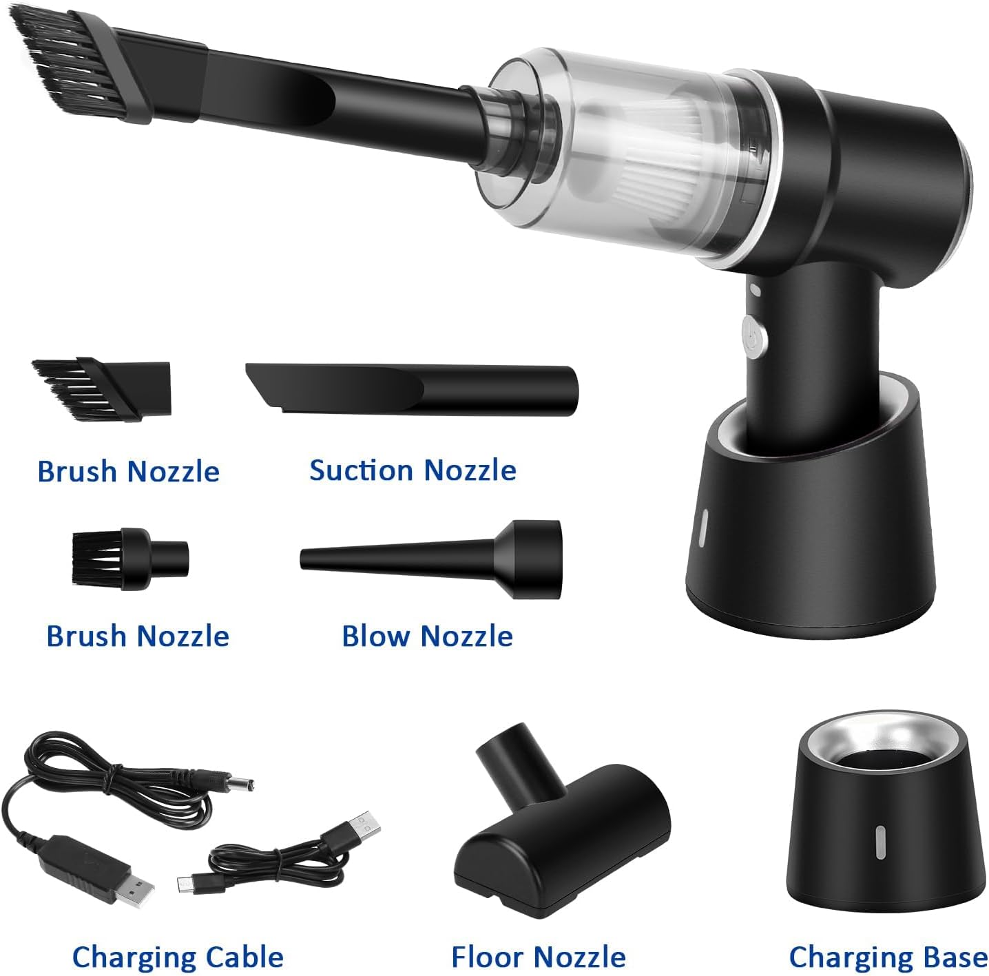 8Kpa Mini Handheld Vacuum Cleaner,120W High Power Cordless Car Vacuum, 2 in 1 Keyboard Vacuum & Air Duster with LED Light & Multi-Nozzles for Car, Computer, Sewing Machine