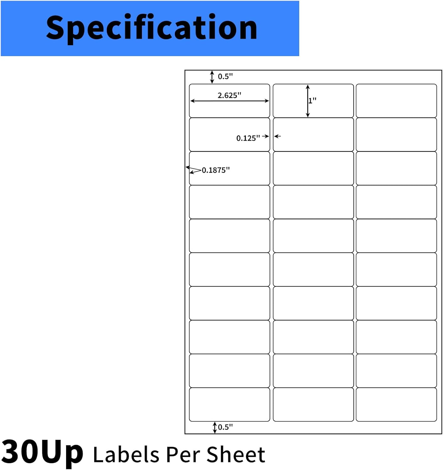 1" x2-5/8 Shipping Address Labels, Blank Mailing Labels, 30-UP White Self-Adhesive Name Tag Stickers for Inkjet and Laser Printer [200 Sheet 6000 Labels]