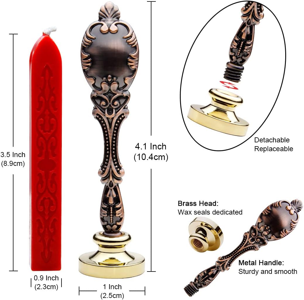 Wax Seal Stamp kit, Envelope Seals DIY Kit - Retro Sealing Wax Candle + Classic Initial Alphabet Seal Stamp Letter B - in Blue Gift Box