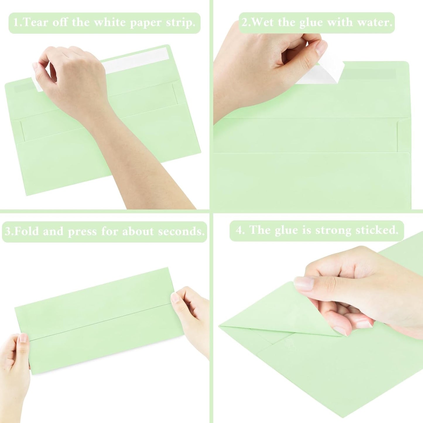 100 Pack #10 Business Envelopes, Light Green Standard Envelopes Self Seal, Letter Size Mailing Envelopes for Checks Letters Invoices Christmas Birthday Graduation Wedding, 4 1/8 x 9 1/2 Inch