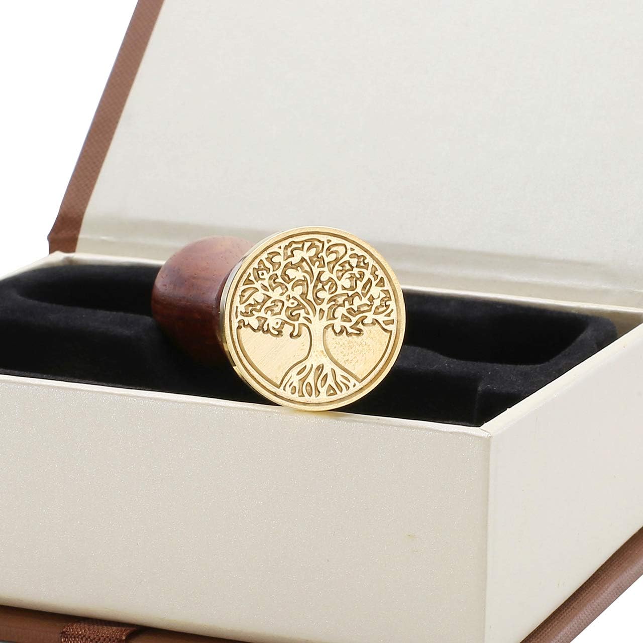 Yoption 6 Pcs Botanical Wax Seal Stamp Set, Vintage Flower Sealing Wax Stamps Kit, Wooden Handle with Brass Head for Wedding Christmas Invitation Gift Cards