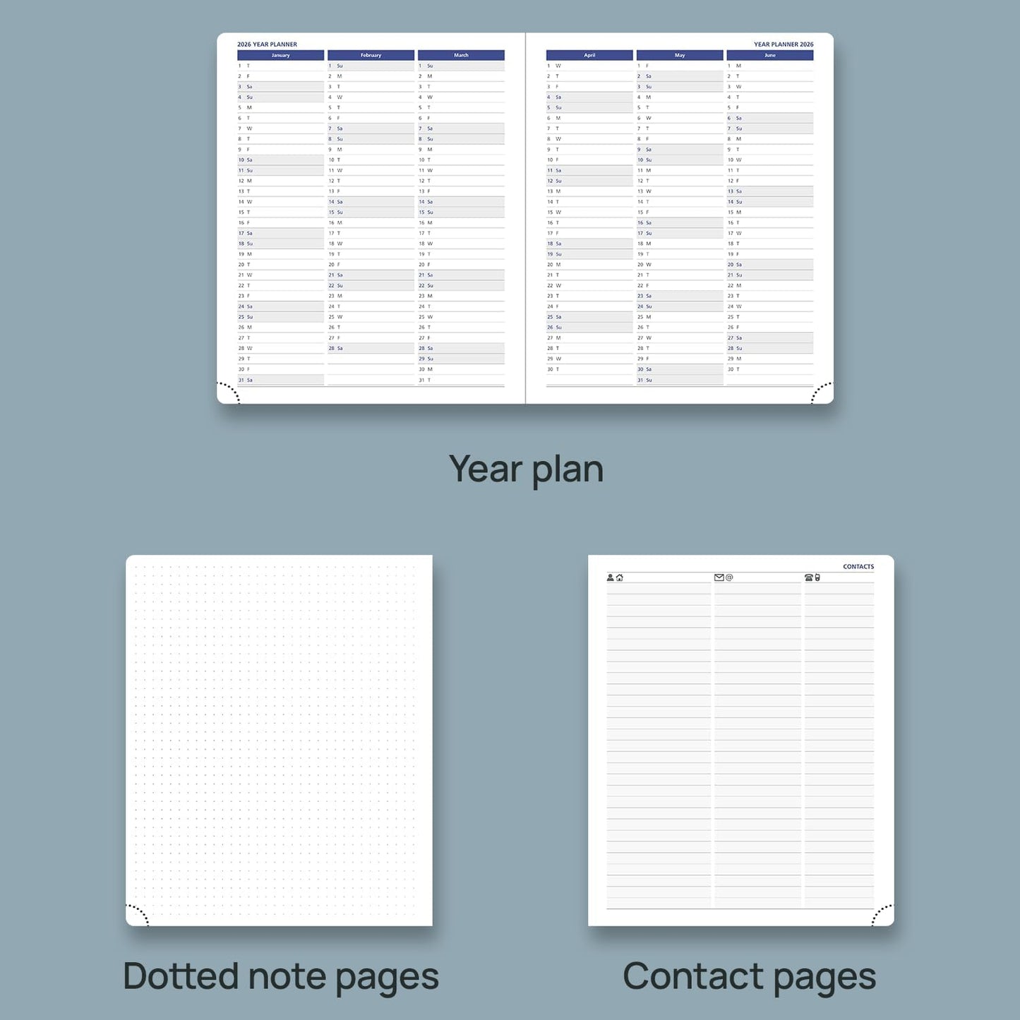 POPRUN Weekly Planner 2025-2026, 7.25'' x 8.5'', 15-Minute Hourly Appointment Book (July 2025-June 2026) with PU Leather Softcover, Monthly Tabs, Inner Pocket - Midnight Green