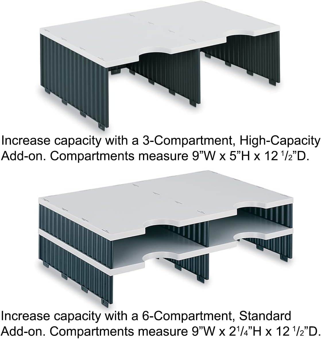 Ultimate Office TierDrop Standard 4-Compartment (add-on Module) - Sorts Documents, Forms & Mail - Durable Construction Features Expandable, Modular, No-Tool Assembly Design (Gray w/Black)