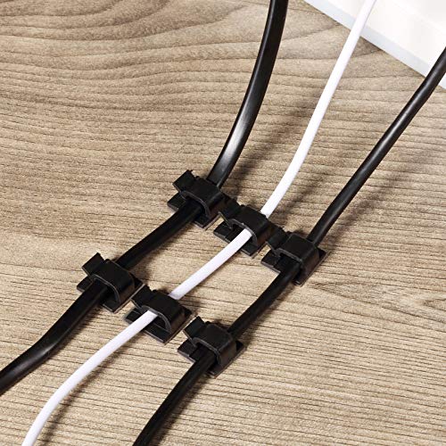 Blulu 100 Pieces Adhesive Cable Clips Bulk Wire Hooks Organizers for Cords Outdoor Rope Light Clips for String Fairy Hanging Lights Halloween Thanksgiving Christmas Party