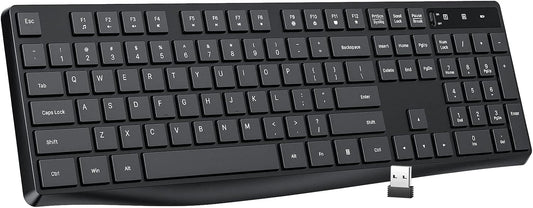 Lovaky MK98 Wireless Keyboard, 2.4G Ergonomic, Computer Keyboard, Enlarged Indicator Light, Full Size PC Keyboard with Numeric Keypad for Laptop, Desktop, Surface, Chromebook, Notebook, Black