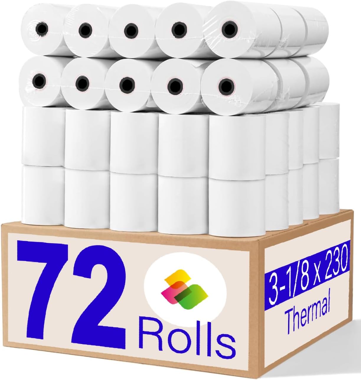 (72 Rolls) 3 1/8 x 230 Thermal Paper Receipt Rolls Fits All POS Cash Registers Compatible with Star TSP100III TSP143IV TSP650II TSP800II MC-Print3 3000LABELS DIRECT