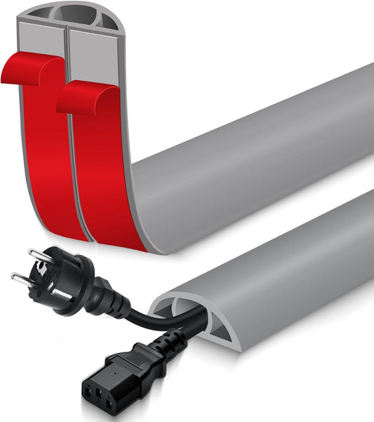 Floor Cord Cover for Wires on Floor Self Adhesive Cord Hider Floor Cable Management Wire Covers for Cords Protector Prevent Cable Trips Cord Cavity W 0.51" x H 0.31", Gray, 3.3Ft