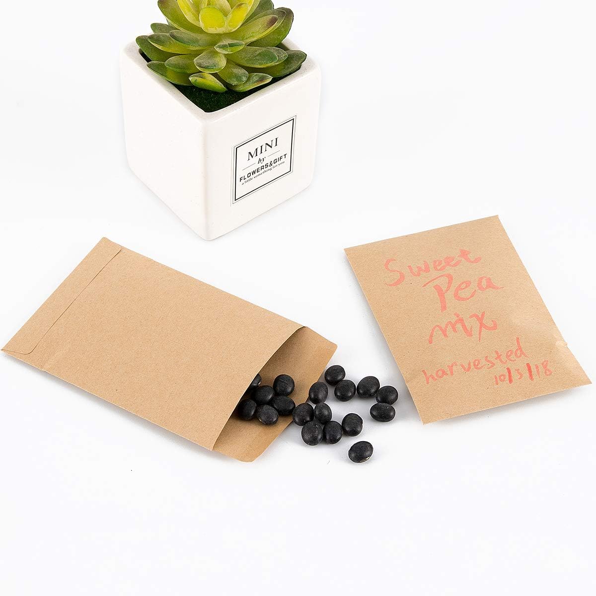 100 Pack Small Coin Envelopes Self-Adhesive Kraft Paper Seed Envelopes Mini Parts Small Items Stamps Storage Packets Envelopes for Garden, Office or Wedding Gift (Brown, 3.23×4.53 inch)