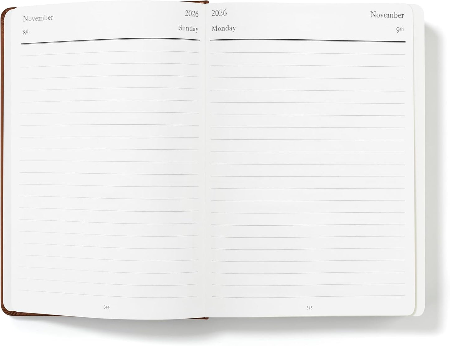 Wykeham's Executive 2026 Daily Journal Planner – US Public Holidays & Format – Customization Available (Personalized Brown, 8.5"×5.5")