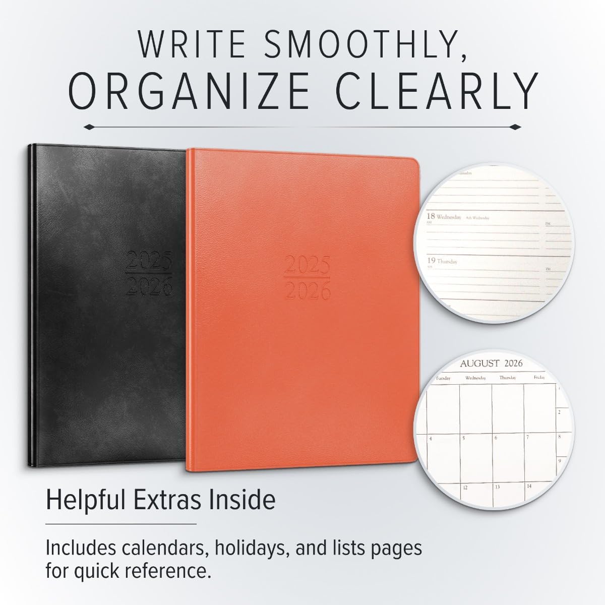 Gallery Leather Academic Planner 2025-2026, Teacher and Student Weekly Monthly Planner, Elegantly Bound Calendar with Gold-Gilded Page Edges, 18 Months - Caribbean Fuchsia - 9x7"