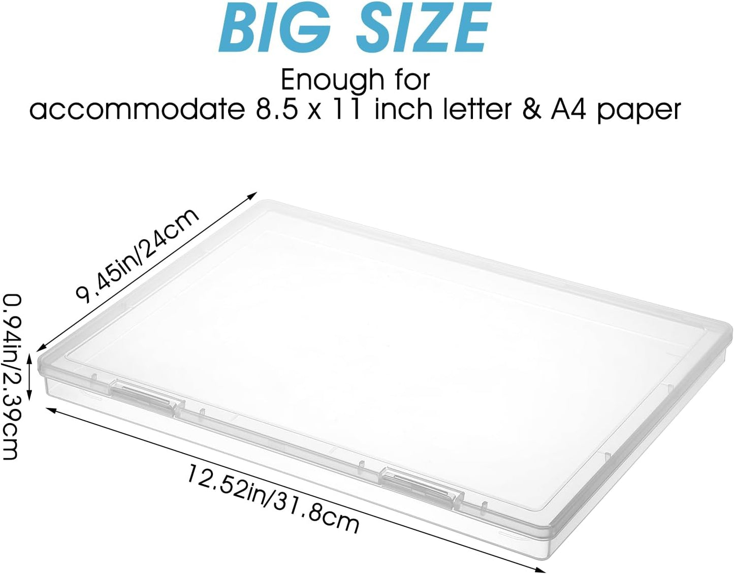 6 Pack Plastic Storage Box Organizer, Portable Clear Document File Case Containers For A4 Letter Paper, Magazine, Photo, Craft Art Supplies Board Game Storage