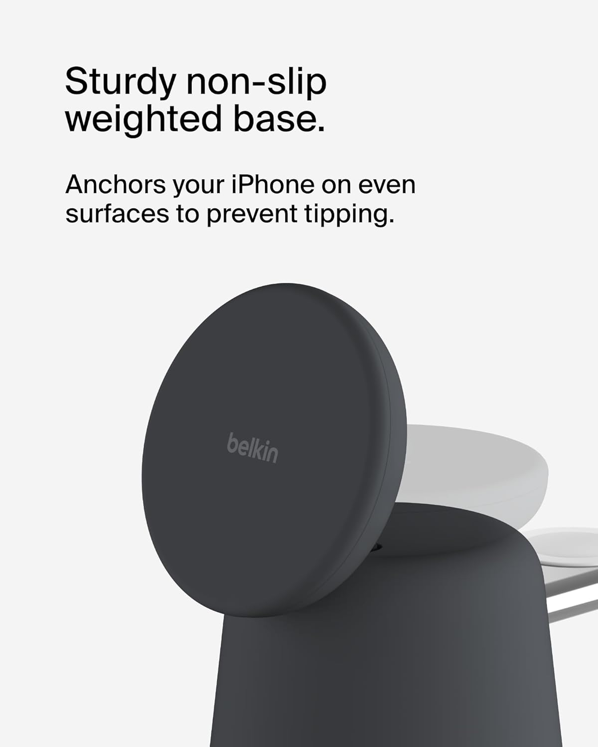 Belkin 2-in-1 MagSafe Wireless Charging Dock 15W Fast Charge iPhone Charger Compatible with iPhone 17, 16, 15, and 14 Series, AirPods, Pixel 10, and Other MagSafe Enabled Devices, PSU Included - Black