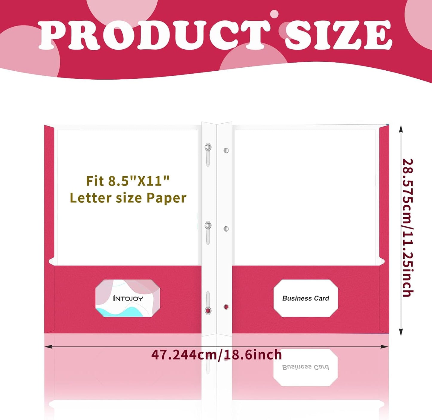 Folders with Pockets,IntoJoy 50 Pack Two Pocket Folders Business Card Holder Paper Folders with Prongs for School Office Filing Cabinet Resume Portfolio (Magenta)