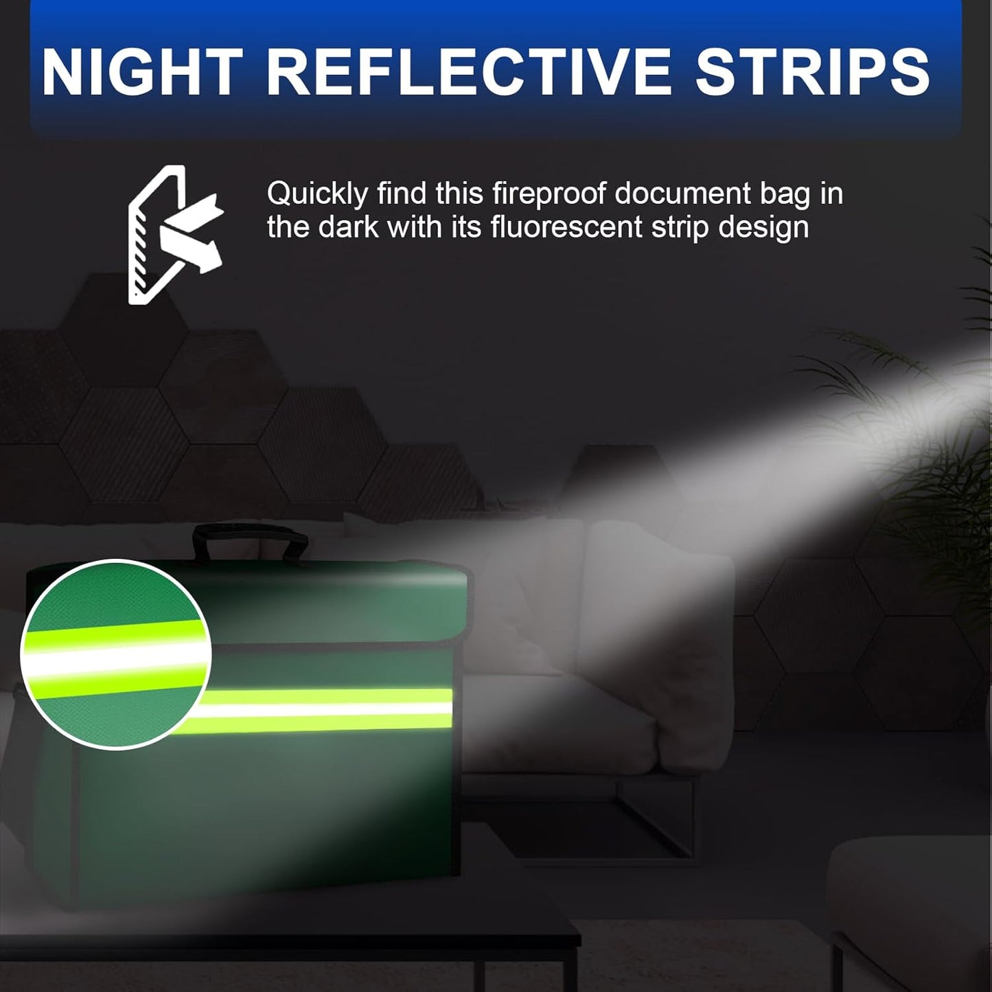 File Organizer Bag with Removable Folder Layers/Wallet,6500°F Fireproof Document Organizer with Lock&Reflective Strip,Portable Home Travel Safe Storage Box for Important Documents(14.1x9.5x4.2 inches)