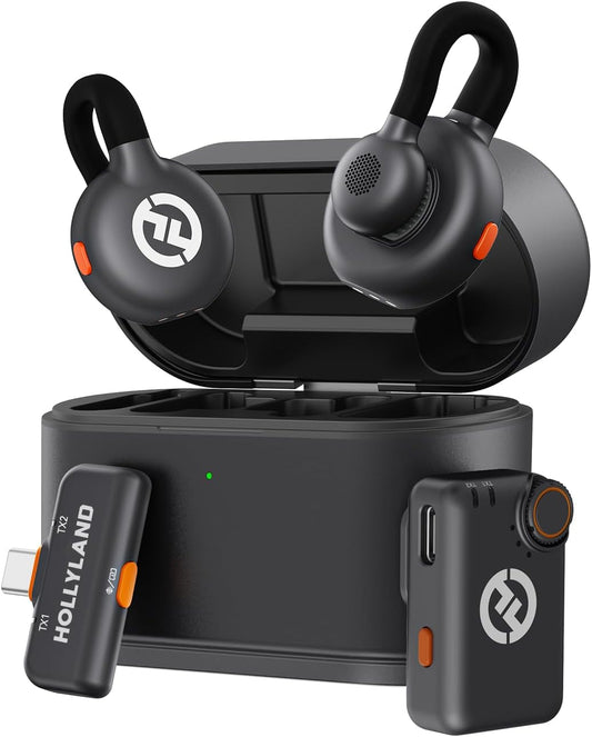 Hollyland Lark M2S Mini Combo (Camera RX+Type-C RX) Wireless Microphone for Camera/iPhone/Android/Laptop, 7g Lightweight, Titanium Clip, 300m Range, Content Creators, Online-Teaching, Streaming