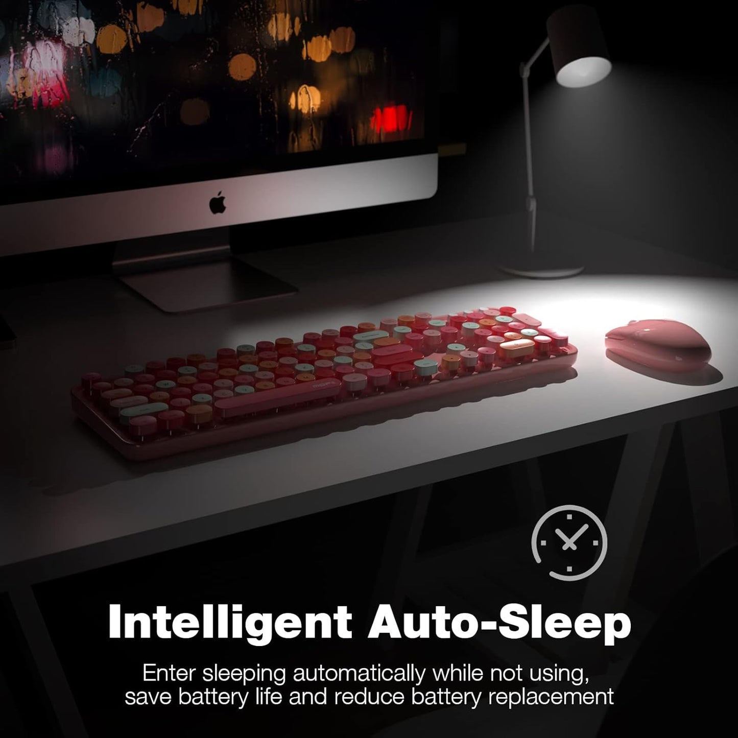 MOFII Wireless Keyboard and Mouse Combo, Full Size Typewriter Keyboard with Multi-Media Function Keys and Number Pad for Office PC Computer Laptop Desktop Windows (Pink Colorful)