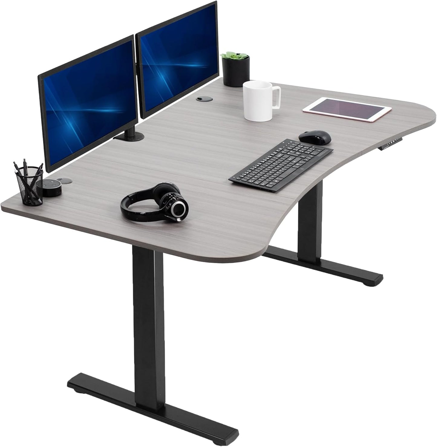 VIVO Electric 63 x 32 in Standing Desk, Memory Height Adjustment, 1B Series, Dark Gray Top Black Frame, DESK-KIT-1B1G