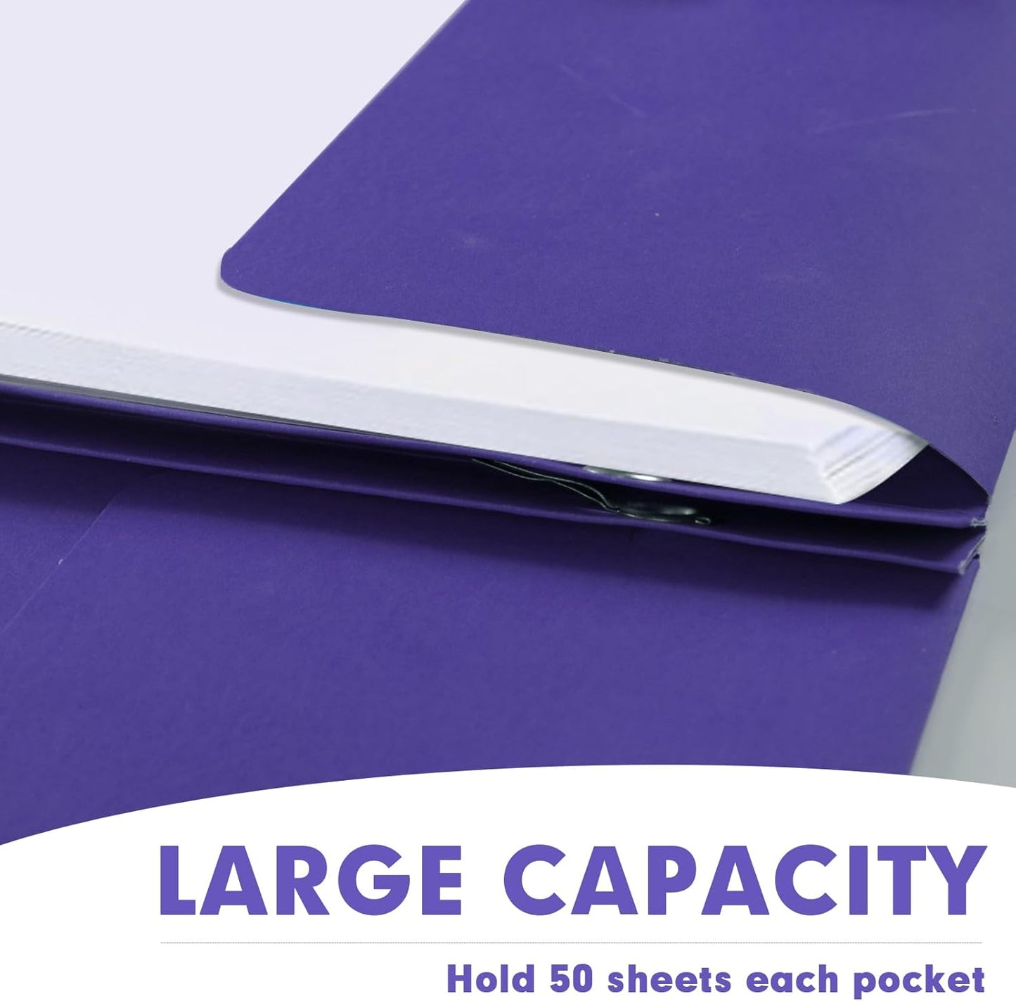 Two Pocket Folders, RAZCC 75 Pack Two Pocket Folders with Prongs, 3 Prong Folders Fit Letter Size Paper, Pocket File Folders for School Office Home Business, Purple