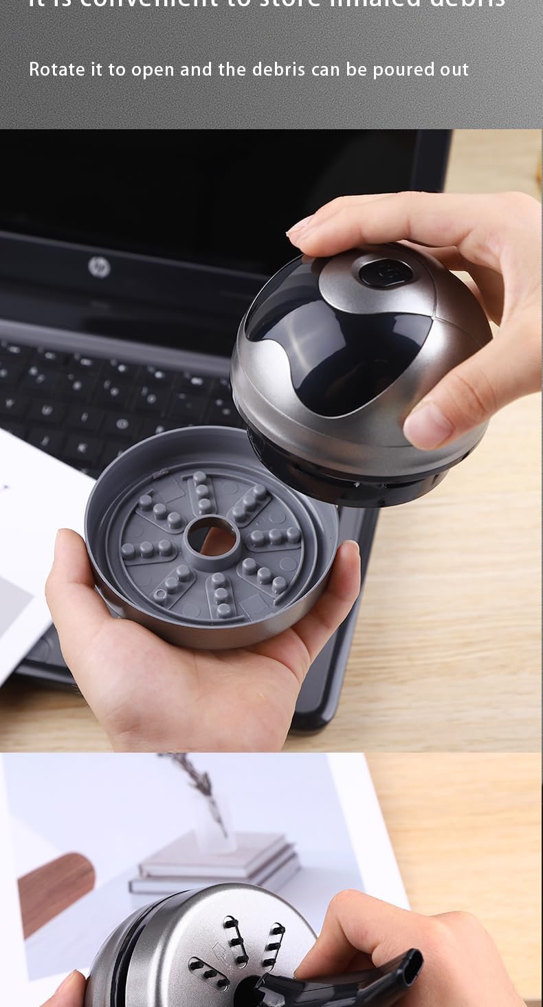 Desktop Vacuum Cleaner Mini,Cordless & Portable,Dust & Crumb Sweeper,Cute Cartoon Robot,USB Type C,Easy to Remove Dust/Hair/Pet Hair/Crumbs on Desktop/Table/Keyboard/Sofa and etc,Lightweight Design