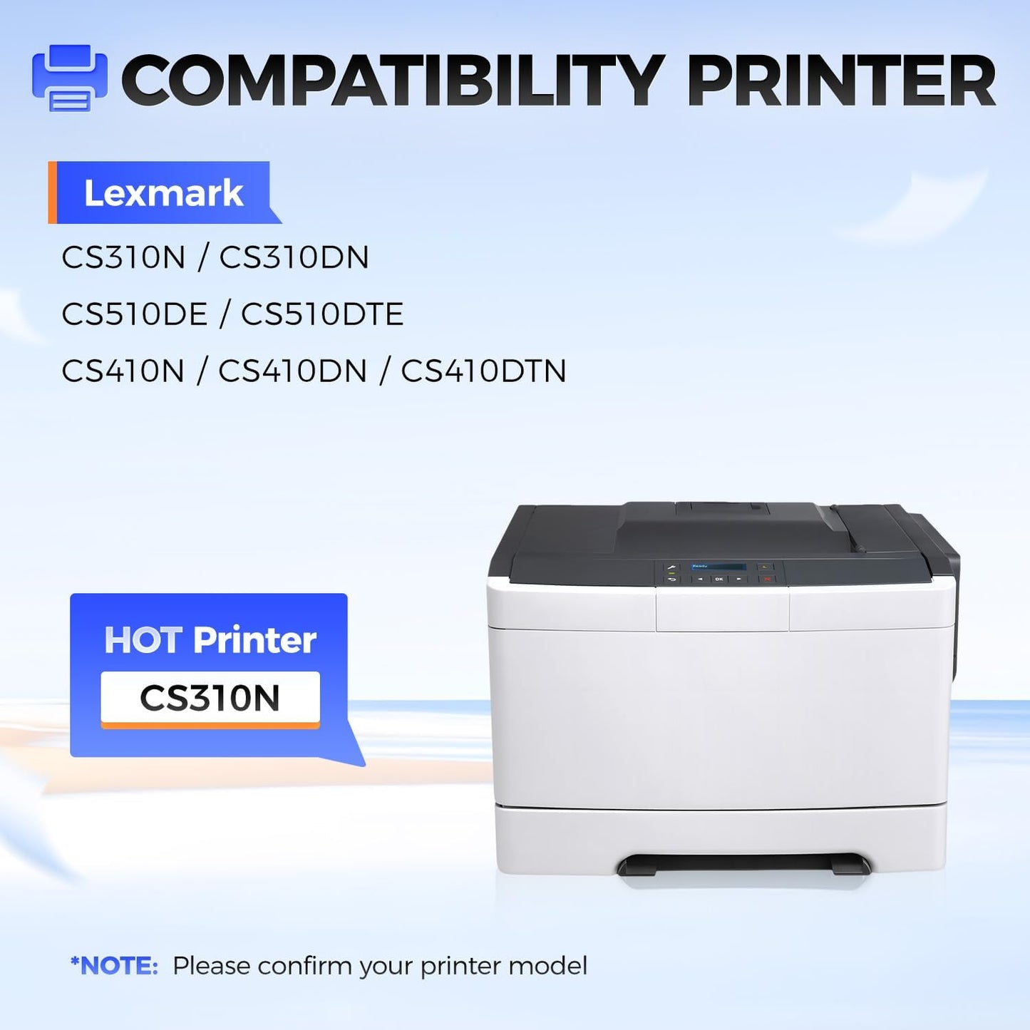 70C1HK0 70C1HC0 70C1HM0 70C1HY0 Toner Cartridge Set 4-Pack Black Cyan Magenta Yellow with chip Replacement Compatible for Lexmark CS310N CS310DN CS510DE CS510DTE CS410N CS410DN CS410DTN Laser Printer