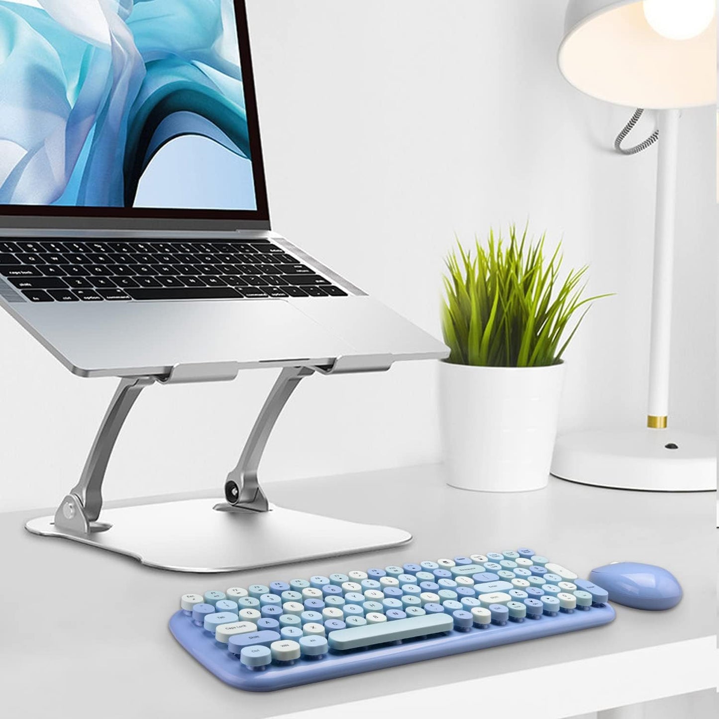 MOFII Wireless Keyboard and Mouse Combo, 2.4Ghz USB Office Keyboard with Multi-Media Function Keys and Number Pad for PC Computer Windows (Blue Mixed)