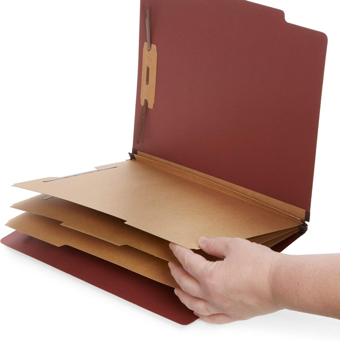 Blue Summit Supplies 10 Red Classification Folders, 3 Dividers, Letter Size with 2 Inch Tyvek Expansions, 8 Section Brick Red Classification Folder, 10 Pack