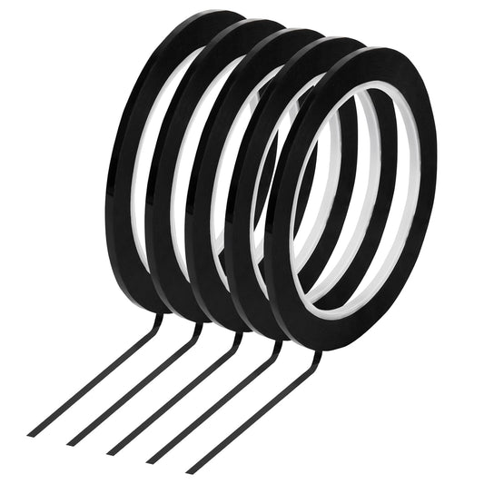 5PCS Whiteboard Tape Black Pinstripe Tape Stained Glass Paint Lead Line for DIY Glass Painting Surface Gallery Window 3mm Width 131FT Long