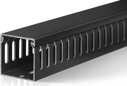 ZhiYo Cable Raceway 78in(2xL39in), Server Rack Cable Management Under Desk Cord Organizer, Electrical Safe PVC Cable Channel Open Slot Wire Raceway for Network/PC/TVs, Wire Duct H2 x W2in Black