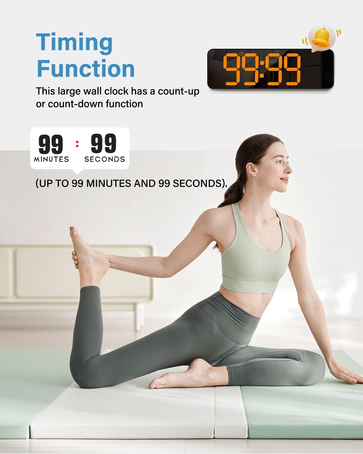 Digital Wall Clock, Digital Clock Large Display with Remote Control, Corded LED Alarm Clocks with Date, Week, Temp, Humidity, Auto DST, Countdown, for Living Room Bedroom Classroom Office (Orange)