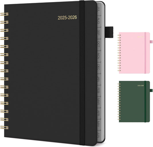 Planner 2025-2026 Weekly and Monthly, July 2025 - June 2026, Hardcover Spiral Bound with Tabs, Inner Pocket, A5 (6.3"x8.5") - Ideal for Teachers, Students & Professionals, Black